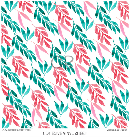 Watercolor Leaves 3 3D Printed Vinyl Sheet/Wrap