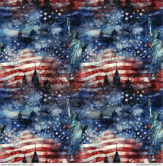 Watercolor Patriotic 7 Printed Vinyl Sheet/Wrap