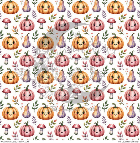 Watercolor Pumpkin 1 Printed Vinyl Sheet/Wrap