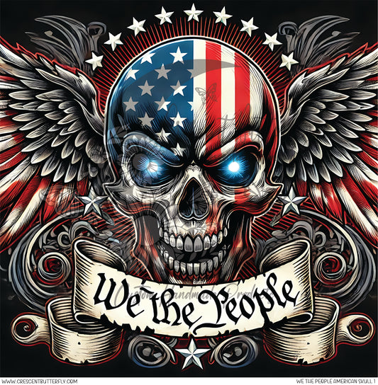 We The People American Skull 1 Printed Vinyl Sheet/Wrap