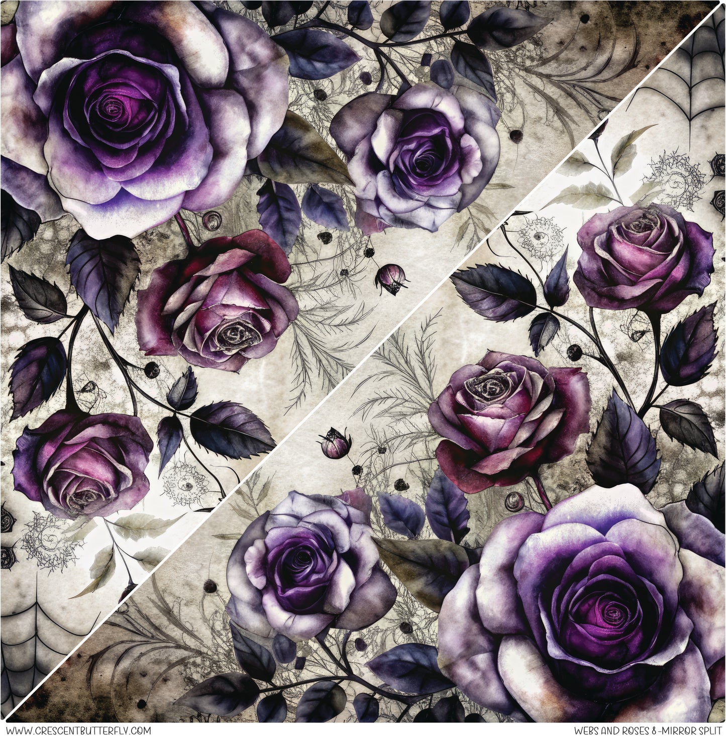 Webs and Roses 8-Mirror Split Printed Vinyl Sheet/Wrap