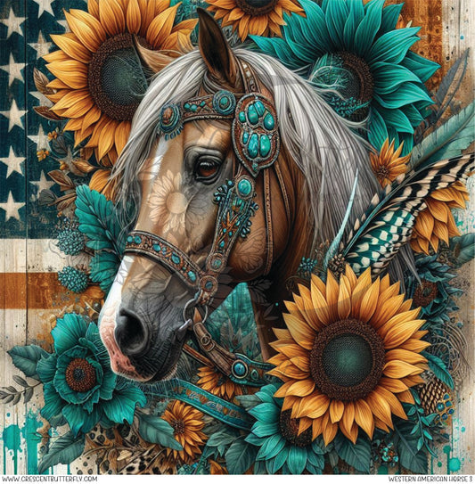 Western American Horse 3 Printed Vinyl Sheet/Wrap