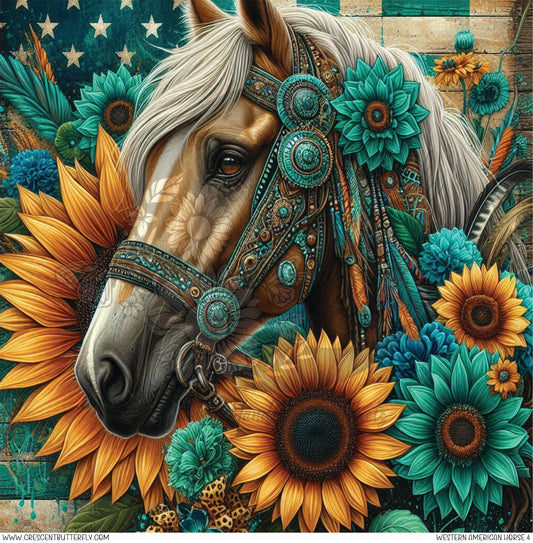 Western American Horse 4 Printed Vinyl Sheet/Wrap
