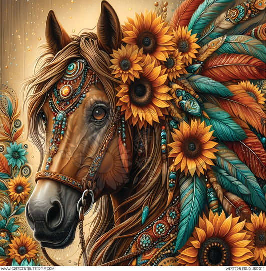 Western Boho Horse 1 Printed Vinyl Sheet/Wrap