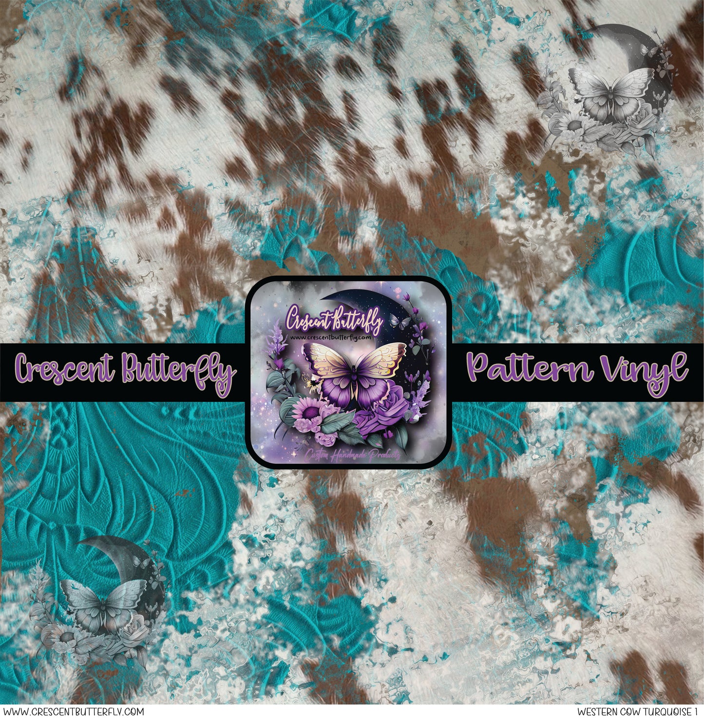Western Cow Turquoise 1 Printed Vinyl Sheet/Wrap