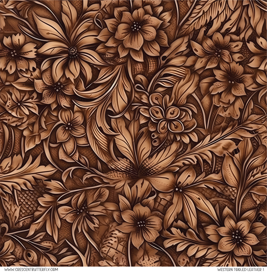 Western Tooled Leather 1 Pattern Vinyl Sheet/Wrap