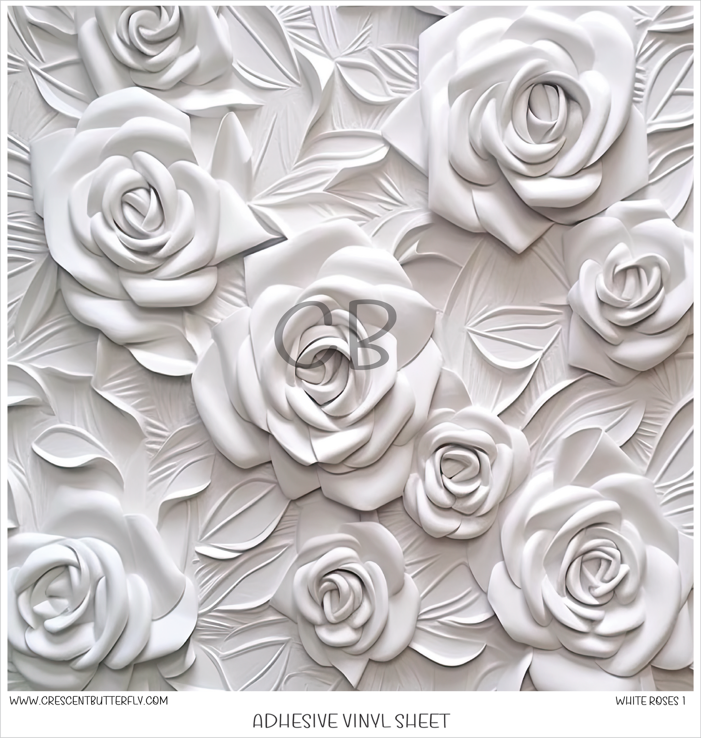 White Roses 1 3D Printed Vinyl Sheet/Wrap