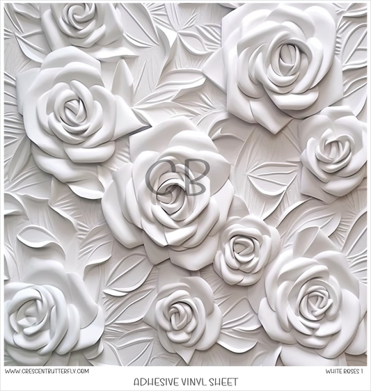 White Roses 1 3D Printed Vinyl Sheet/Wrap