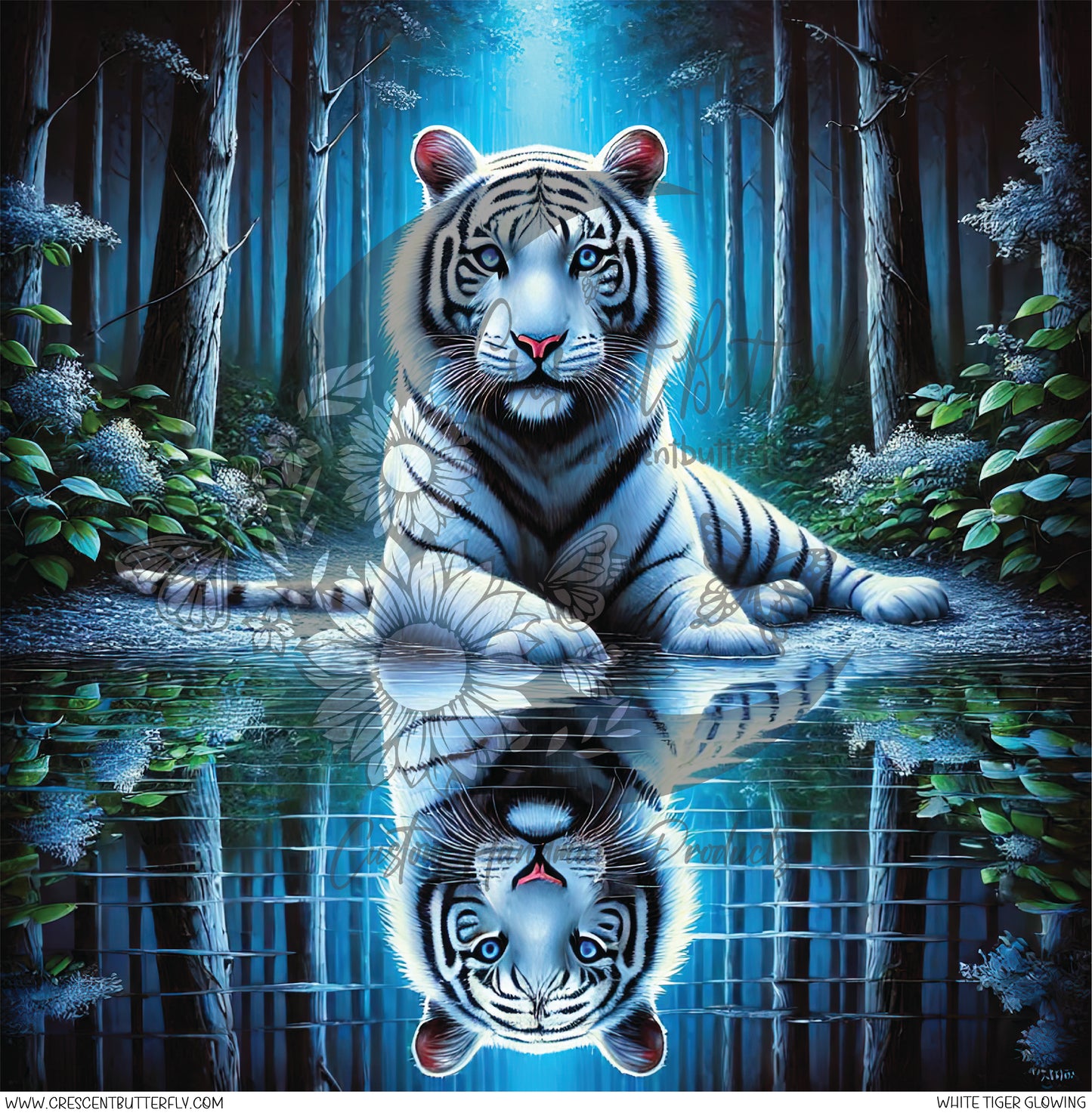White Tiger Glowing Printed Vinyl Sheet/Wrap