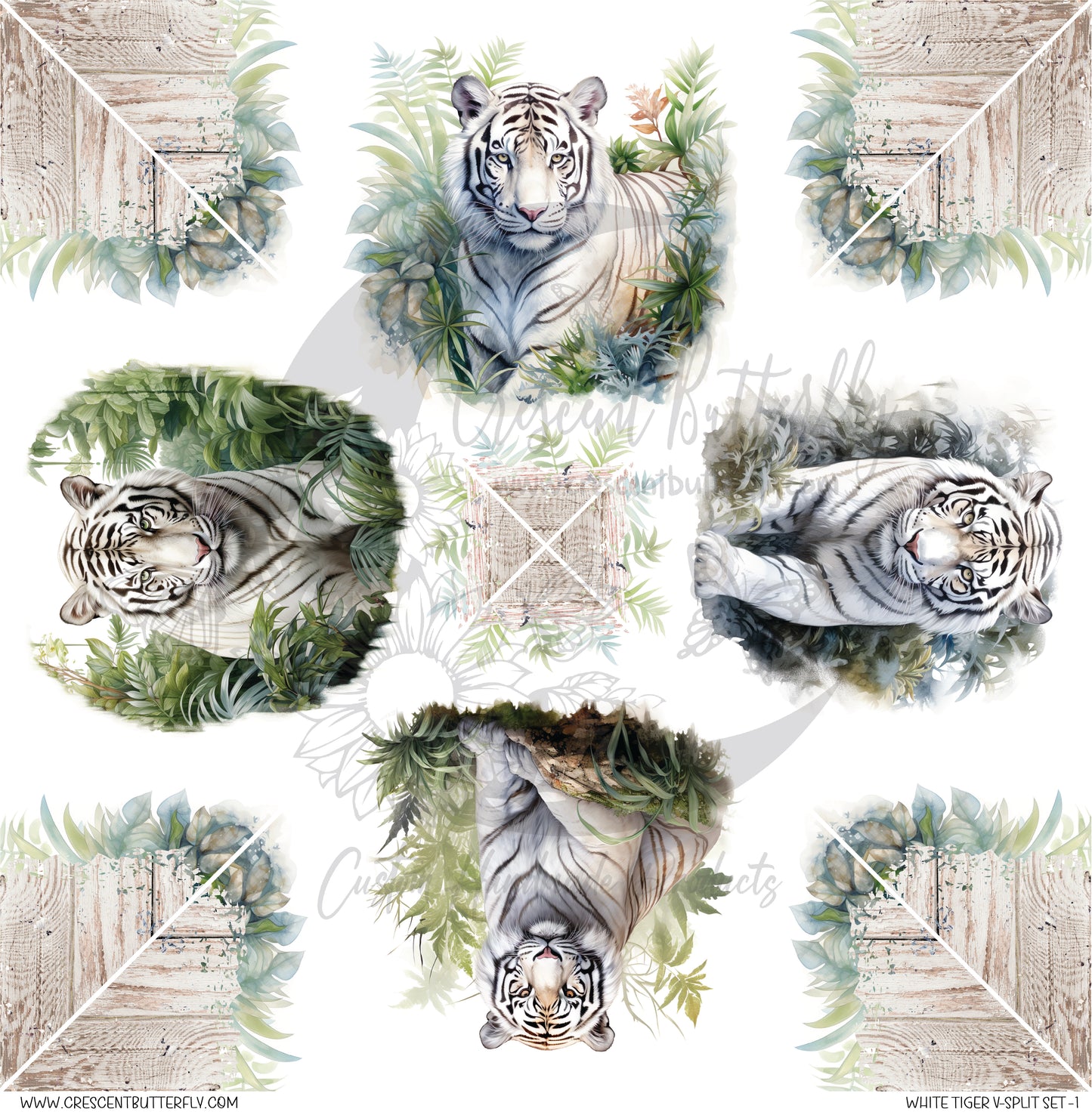 White Tiger V-Split Set-1 Printed Vinyl Sheet/Wrap