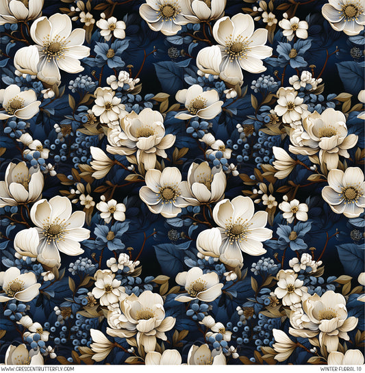 Winter Floral 10 Printed Vinyl Sheet/Wrap