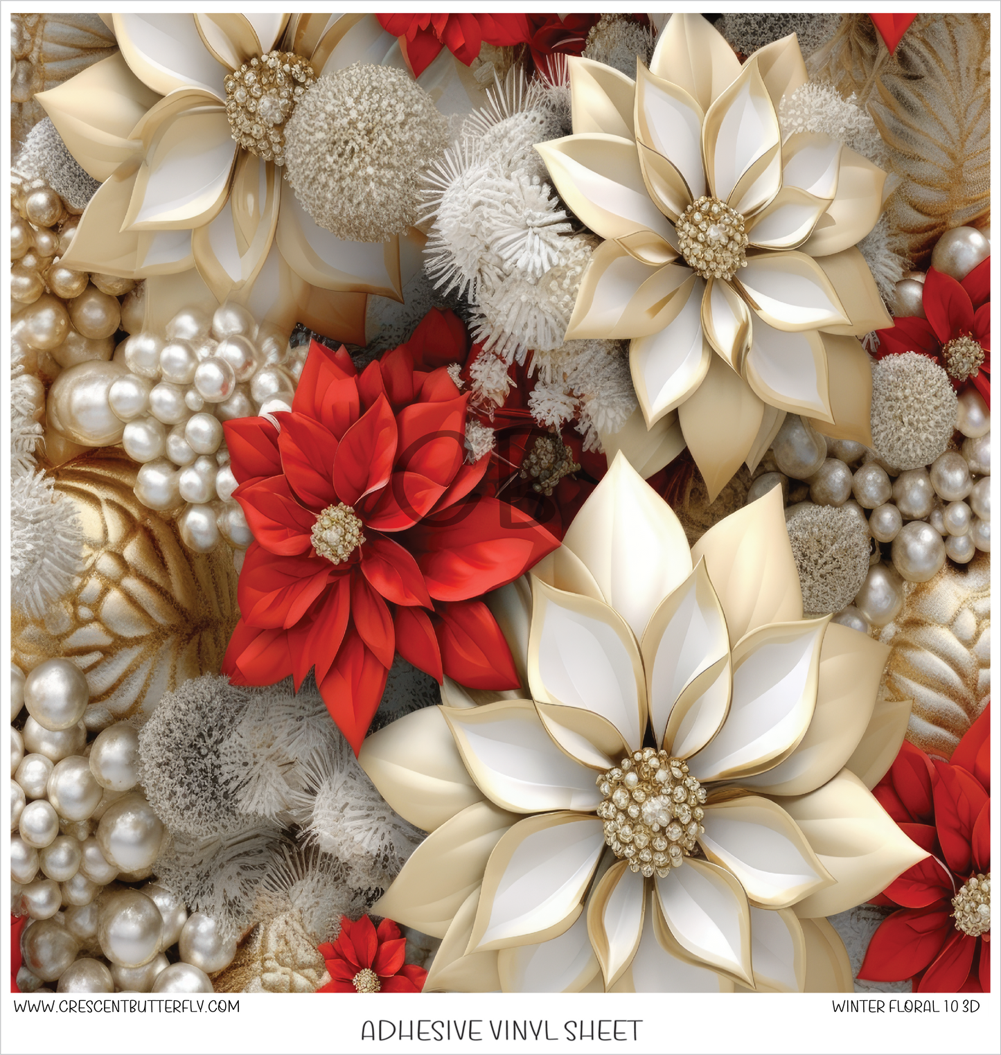 Winter Floral 10 3D Printed Vinyl Sheet/Wrap