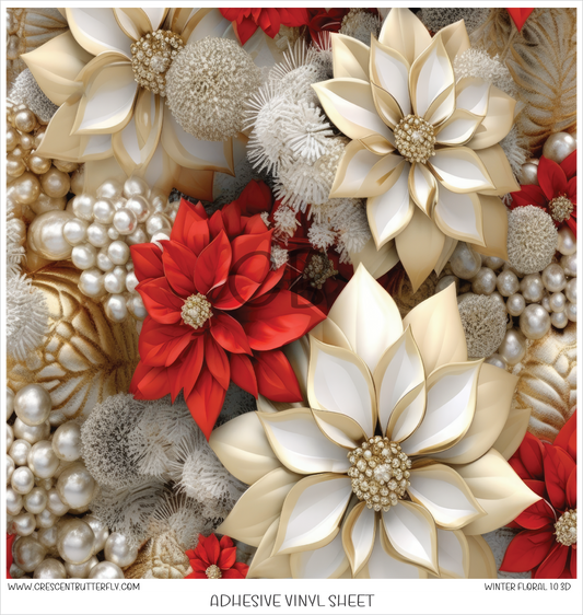 Winter Floral 10 3D Printed Vinyl Sheet/Wrap