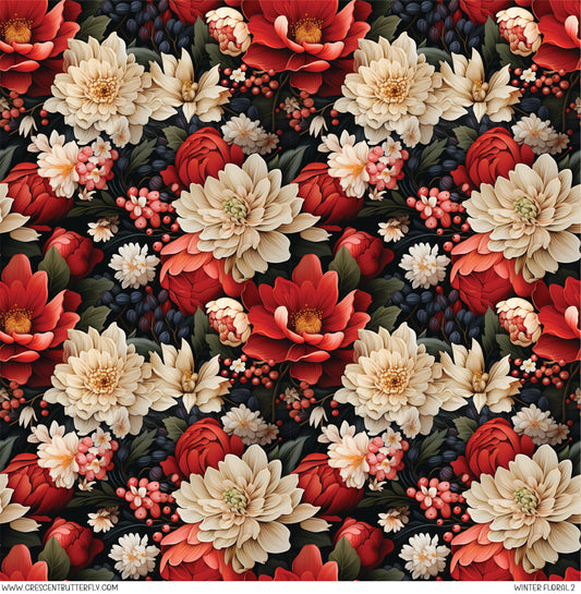 Winter Floral 2 Printed Vinyl Sheet/Wrap