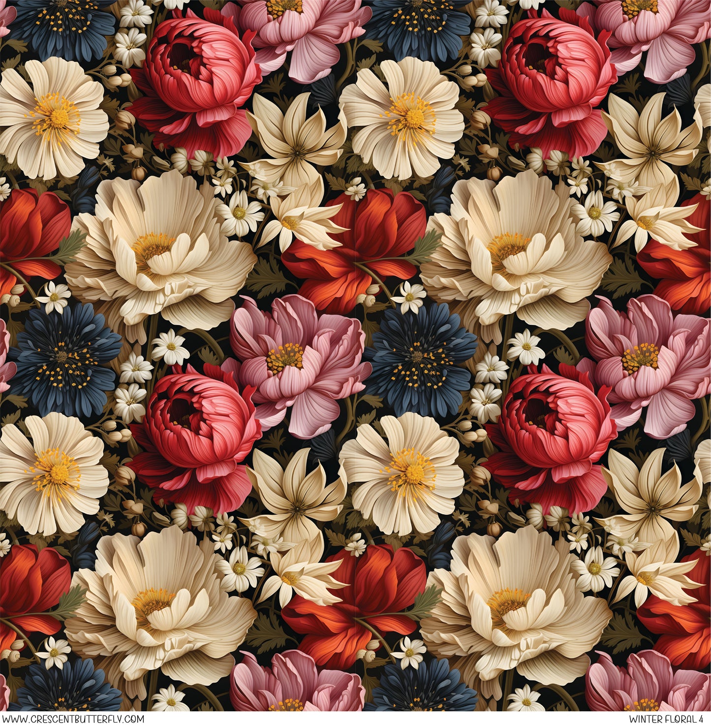 Winter Floral 4 Printed Vinyl Sheet/Wrap