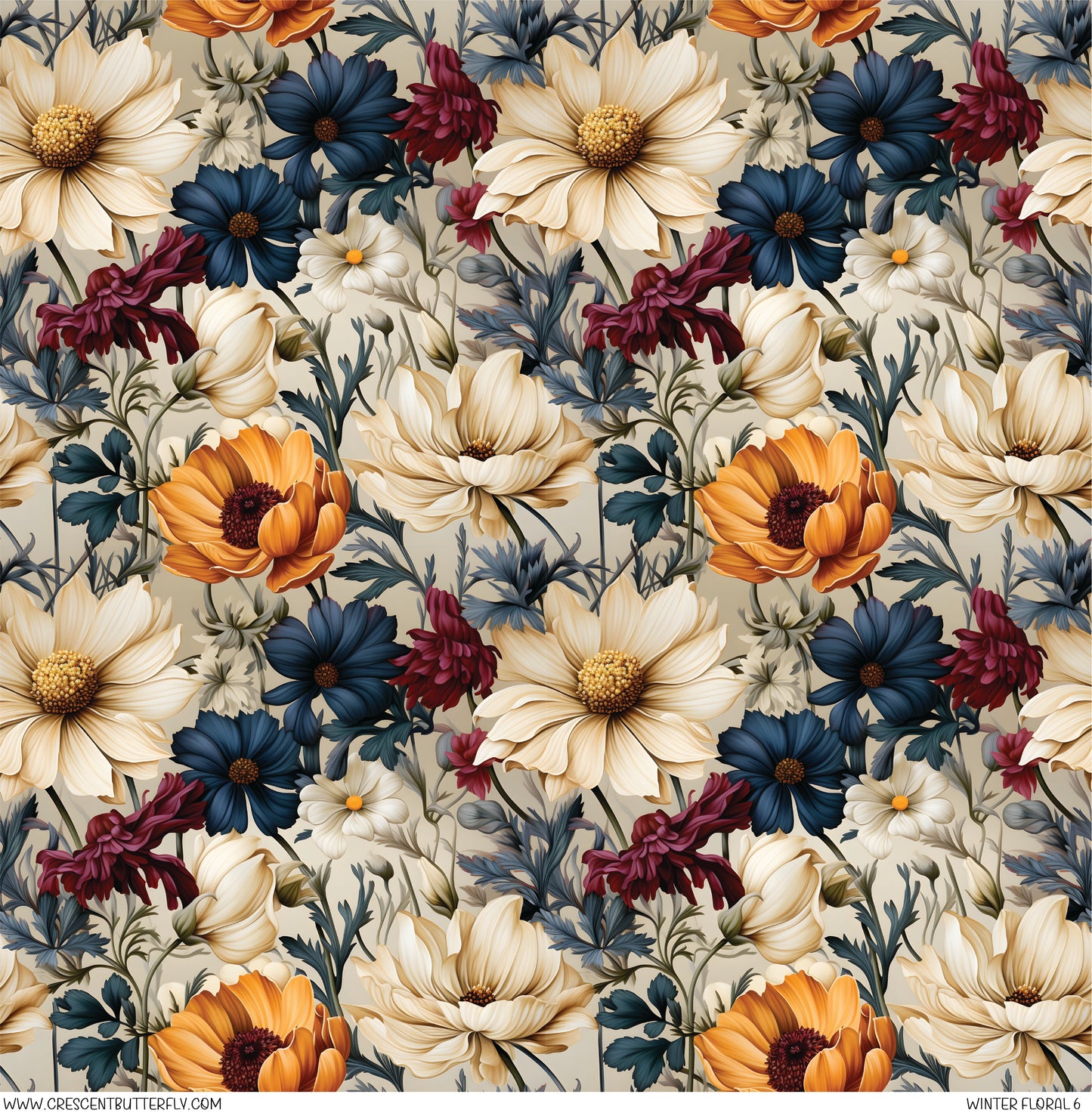 Winter Floral 6 Printed Vinyl Sheet/Wrap