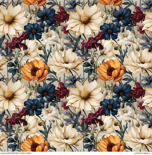 Winter Floral 6 Printed Vinyl Sheet/Wrap