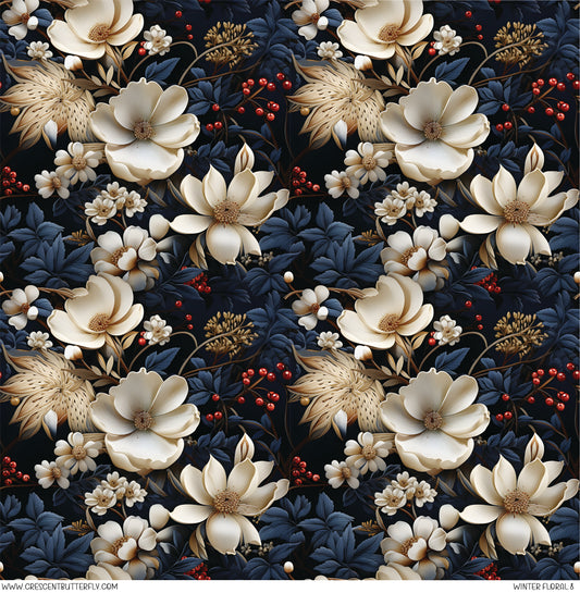 Winter Floral 8 Printed Vinyl Sheet/Wrap