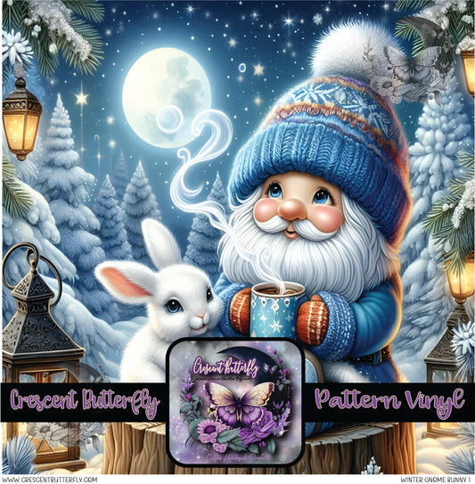 Winter Gnome Bunny 1 Printed Vinyl Sheet/Wrap