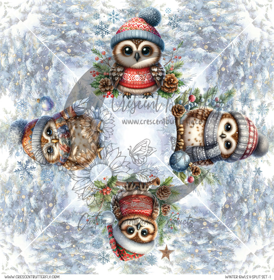 Winter Owls V-Split Set -1 Printed Vinyl Sheet/Wrap