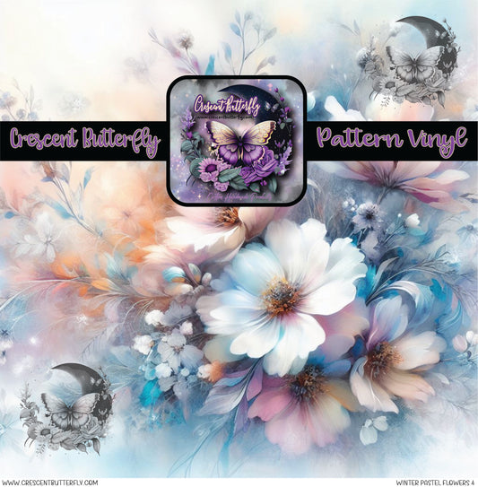 Winter Pastel Flowers 4 Printed Vinyl Sheet/Wrap