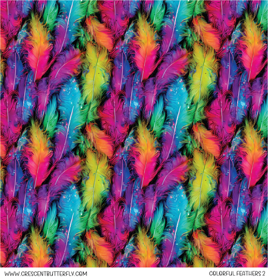 Colorful Feathers 2 Printed Vinyl Sheet