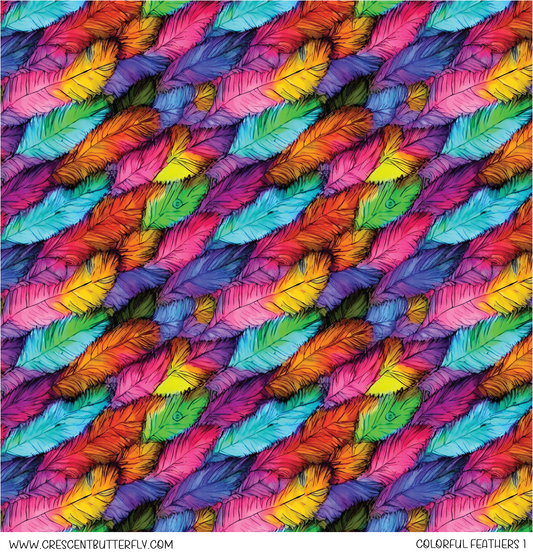 Colorful Feathers 1 Printed Vinyl Sheet