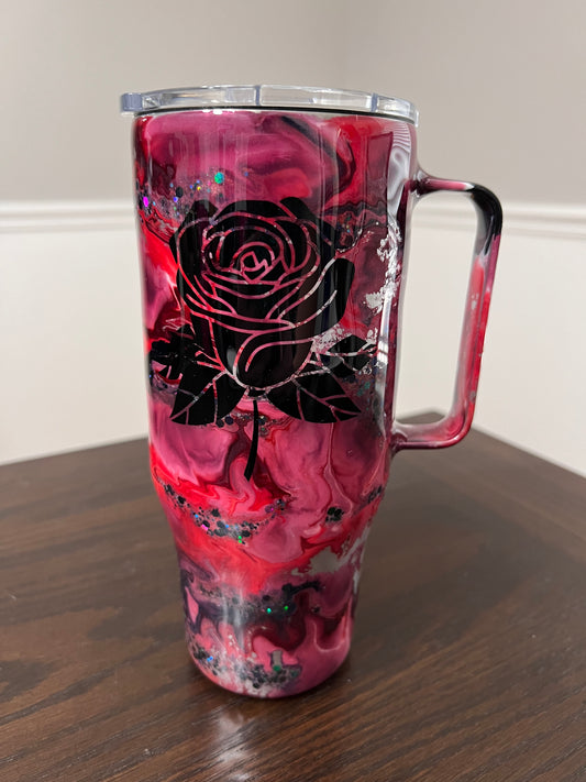 Fire Rose 24oz Modern Curve Hoggdle Tumbler-Pre Made RTS