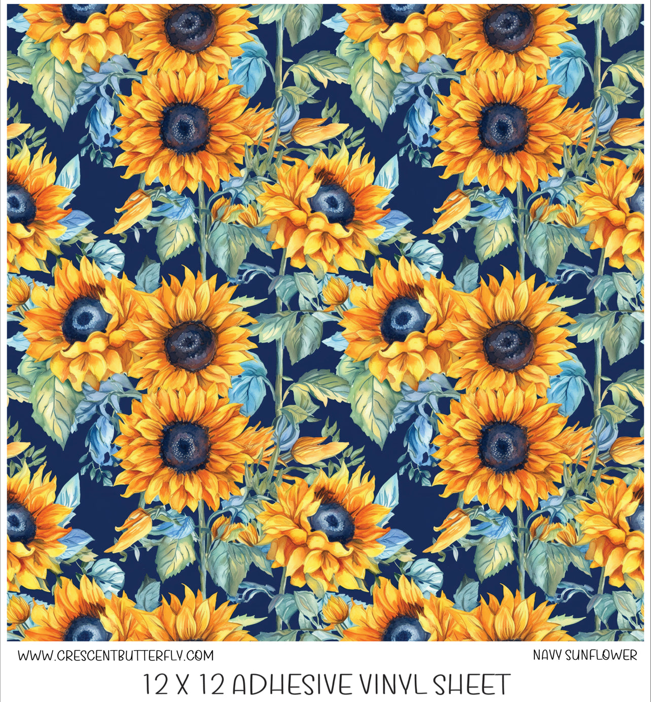 Navy Sunflower Printed Vinyl Sheet