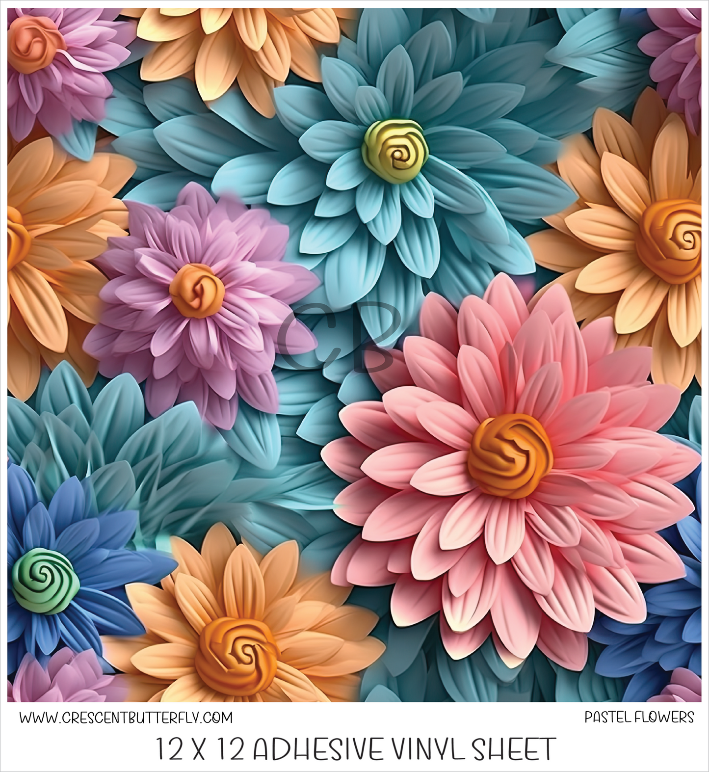 Pastel Flowers 3D Design Printed Vinyl Sheet