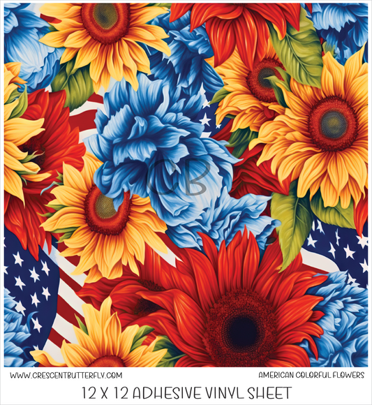 American Colorful Flowers 3D Design Printed Vinyl Sheet