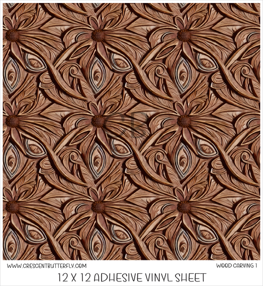 Wood Carving 1 Printed Vinyl Sheet