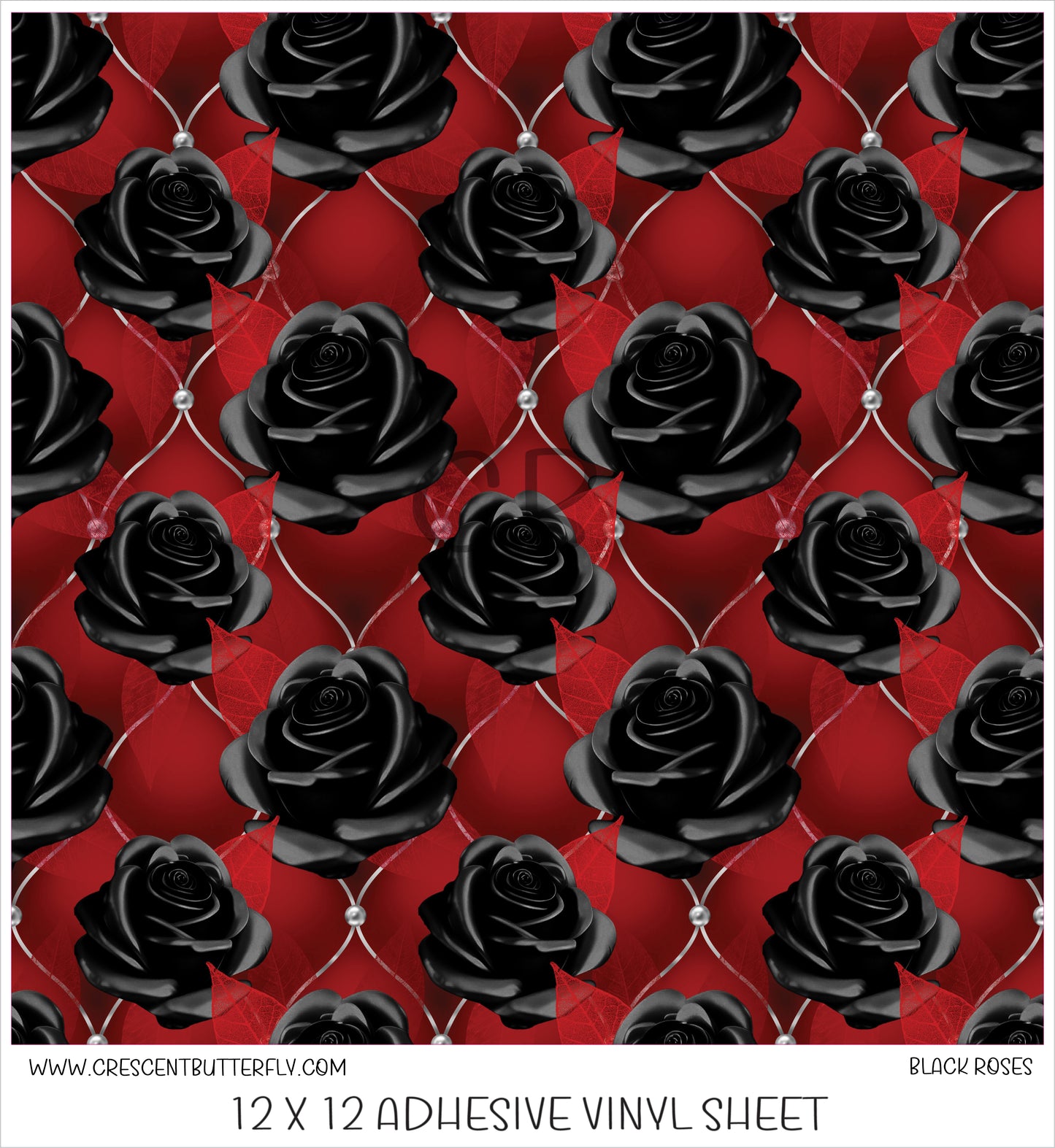 Black Roses Printed Vinyl Sheet