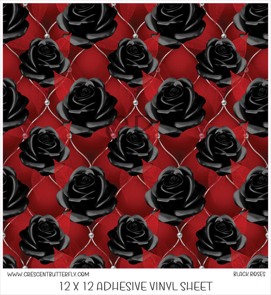 Black Roses Printed Vinyl Sheet