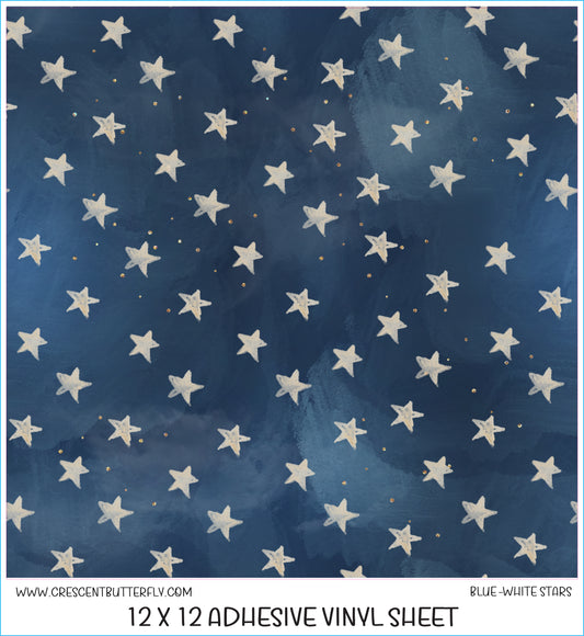 Blue and White Stars Printed Vinyl Sheet