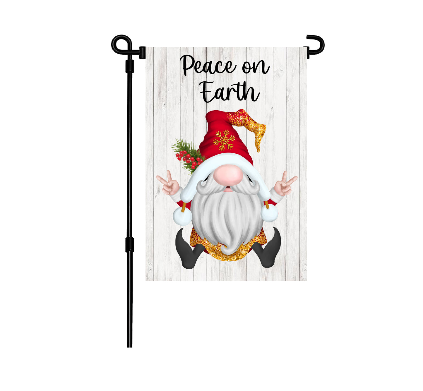 Peace On Earth Gnome Holiday Garden Flag