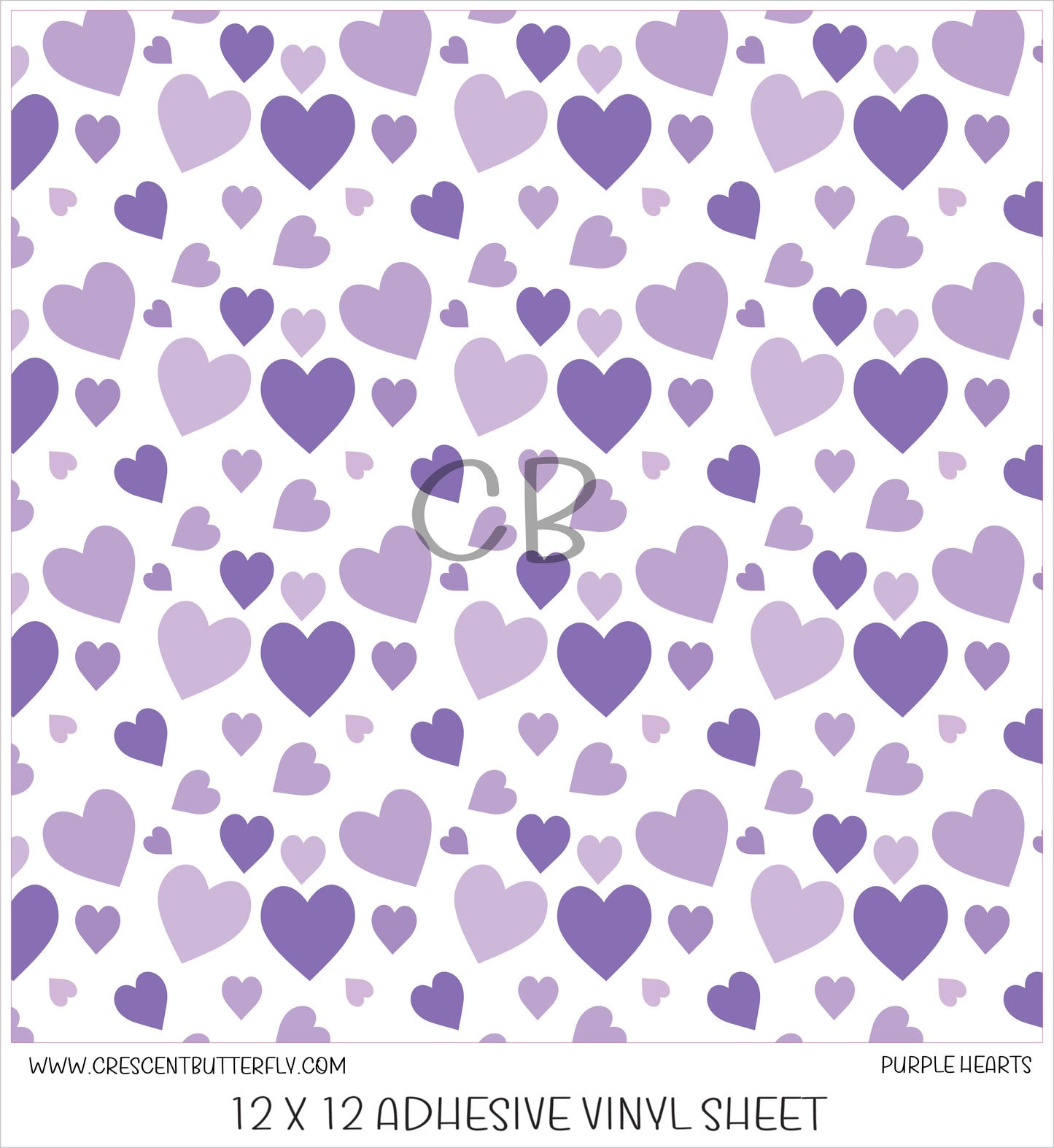 Purple Hearts Printed Vinyl Sheet