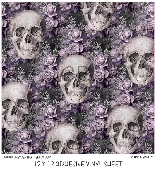 Purple Skulls Printed Vinyl Sheet