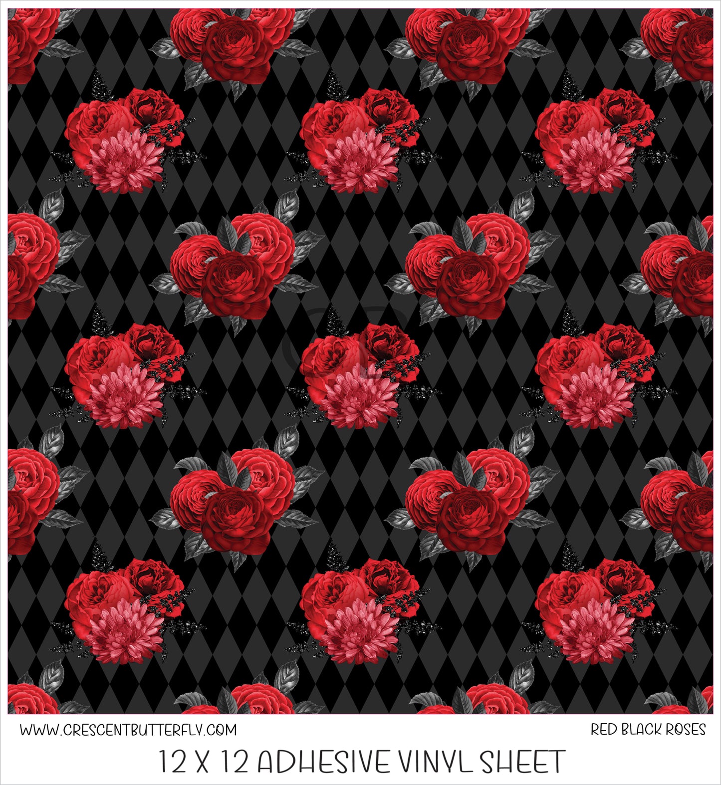 Red Black Roses Printed Vinyl Sheet