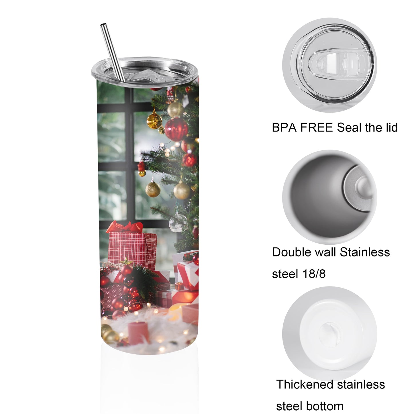 15/20/30oz 25Pack Bulk Insulated White Blank Skinny Straight Sublimation Tumbler With Straw