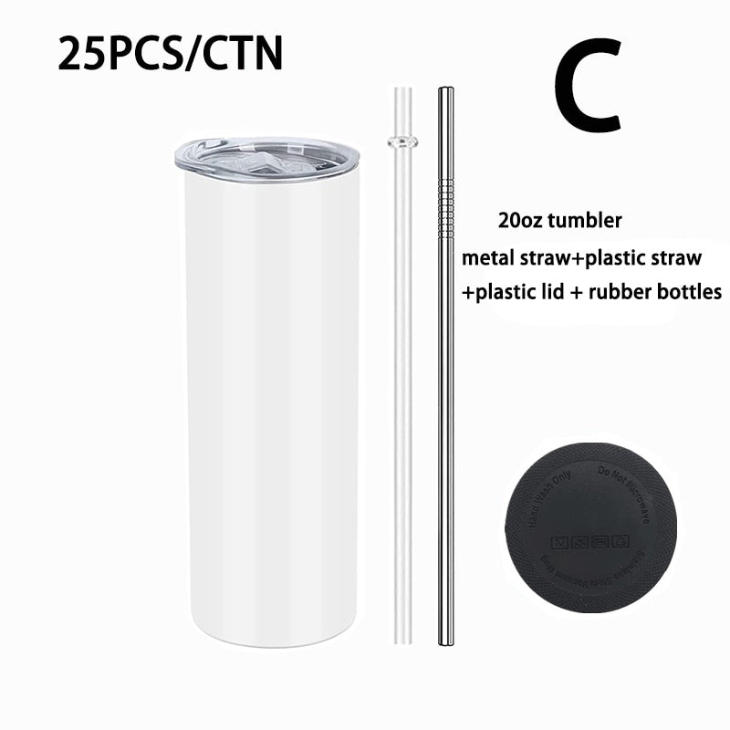 20oz 25pack Stainless Steel Straight skinny sublimation blanks Tumbler