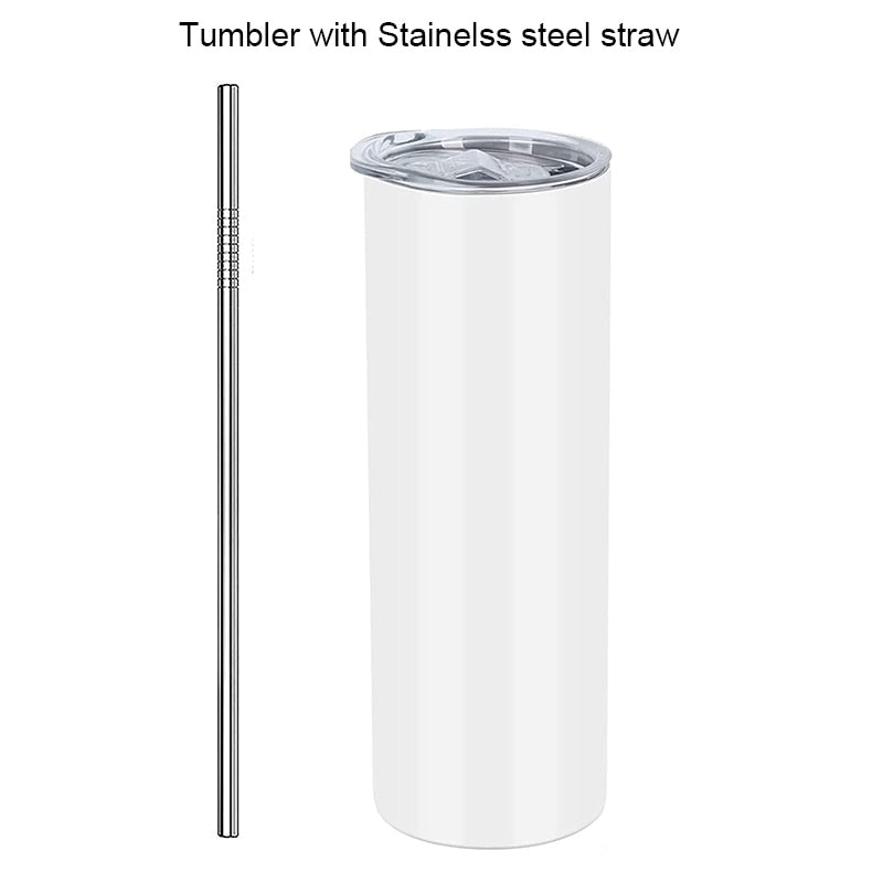 15/20/30oz 25Pack Bulk Insulated White Blank Skinny Straight Sublimation Tumbler With Straw