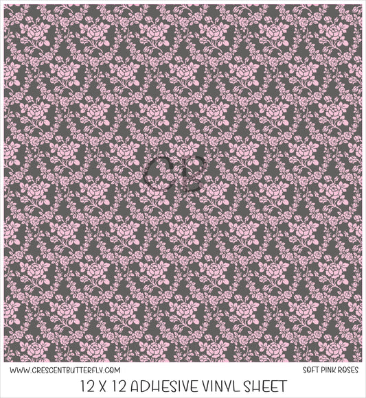 Soft Pink Roses Printed Vinyl Sheet