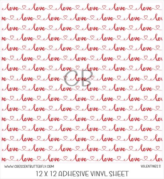 Valentines 3 Printed Vinyl Sheet