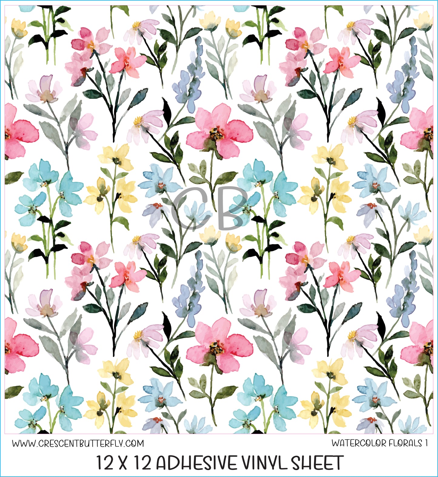 Watercolor Florals 1 Printed Vinyl Sheet