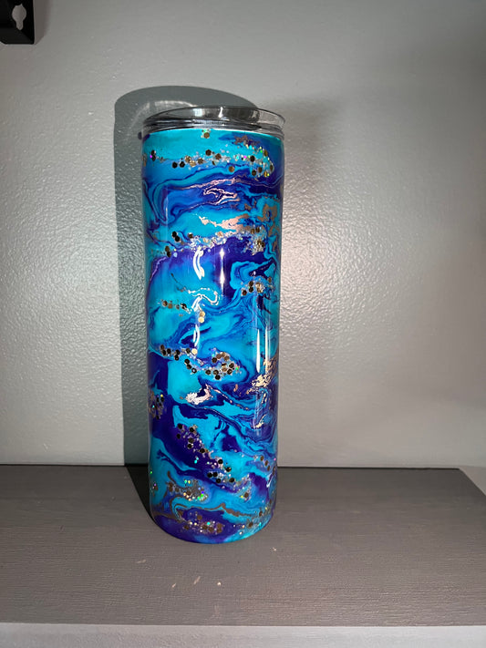 Teal Galaxy 20oz Skinny Tumbler-Pre Made-RTS