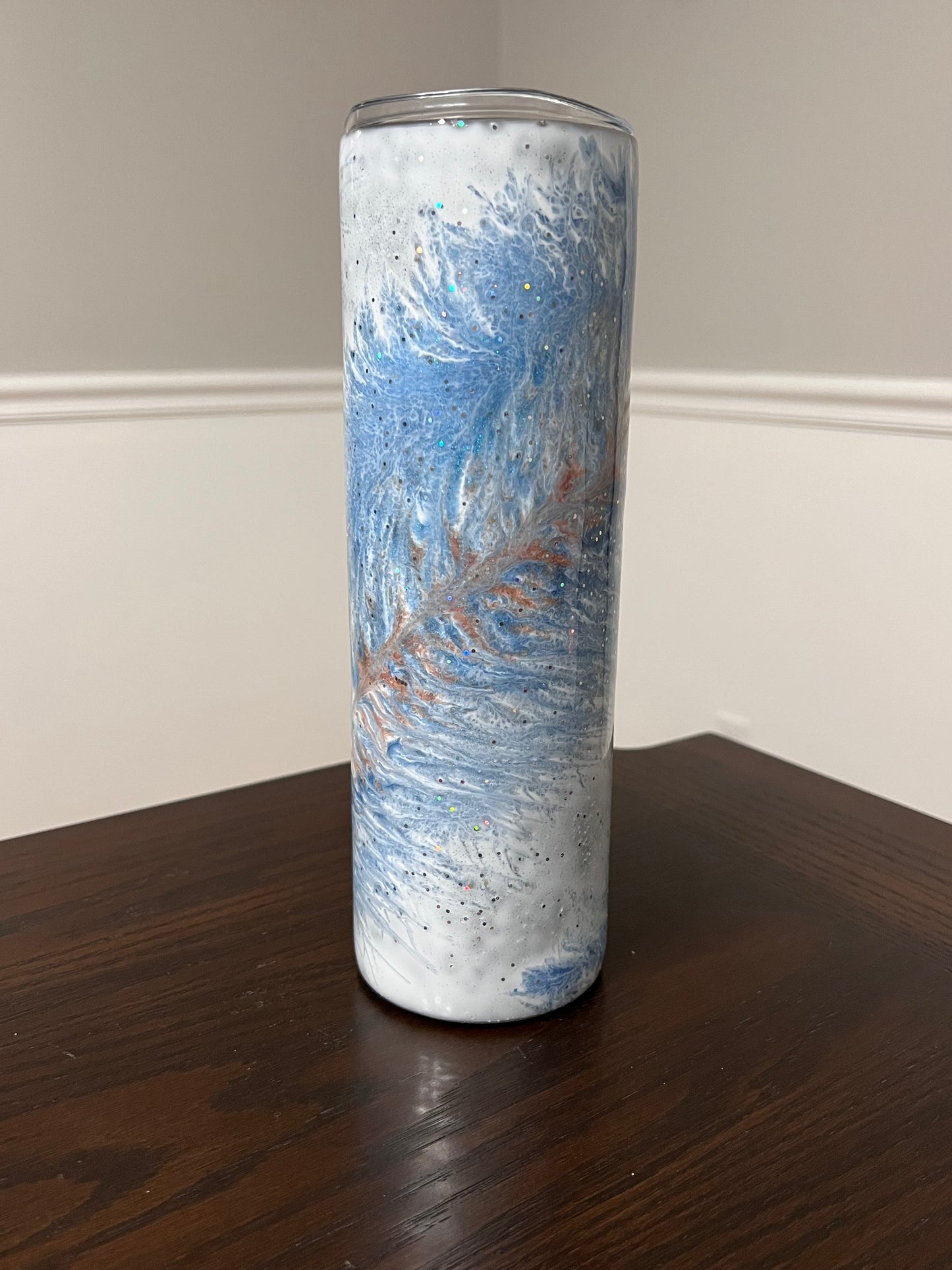 Winter Feather 30oz Skinny Tumbler-Pre Made-RTS