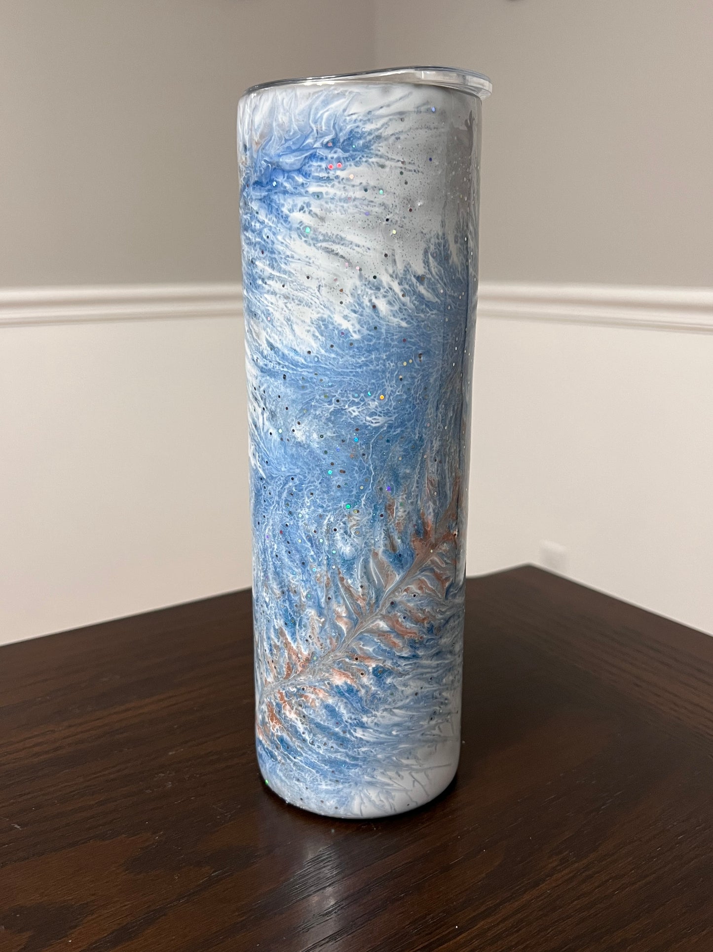 Winter Feather 30oz Skinny Tumbler-Pre Made-RTS