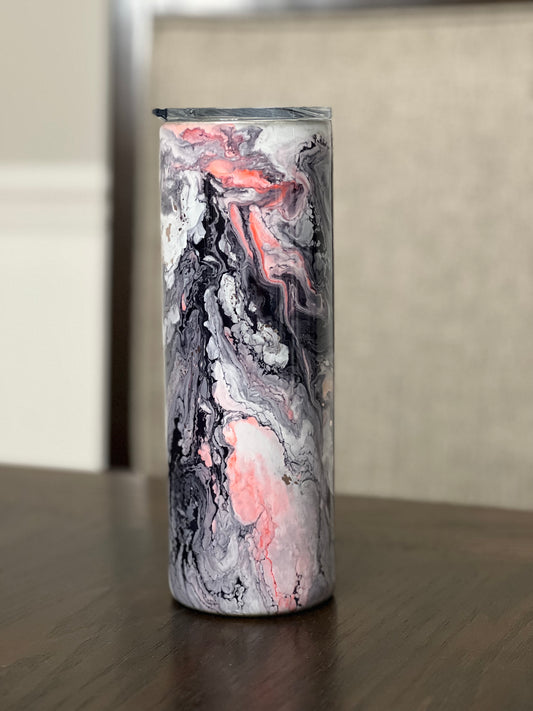 Marble Flamingo 20oz Skinny Tumbler-Pre Made-RTS