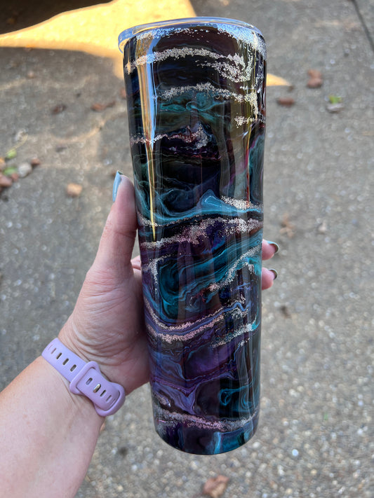 Dark Galaxy Glow 30oz Skinny Tumbler-Pre Made-RTS